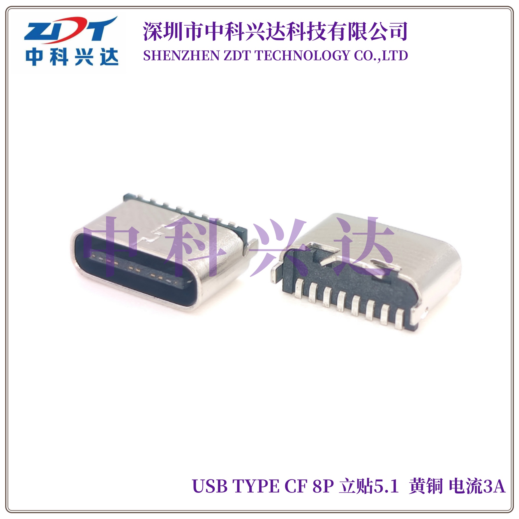 TYPE-C 母座 8Pin 直立式